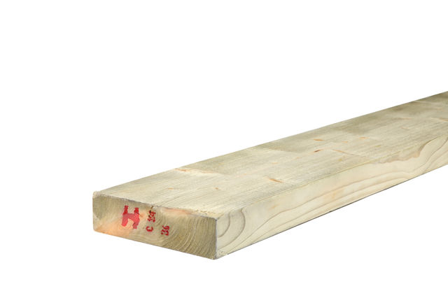 6M 47 X 200MM (8" X 2") GREEN TREATED EASED EDGE TIMBER C24 (FIN SIZE 45 X 195MM)