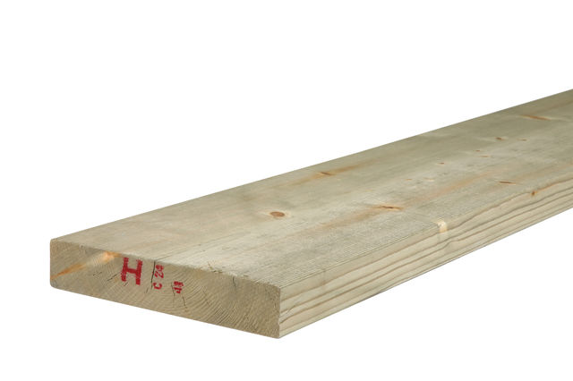 6M 47 X 225MM (9" X 2") GREEN TREATED EASED EDGE TIMBER C24 (FIN SIZE 45 X 220MM)
