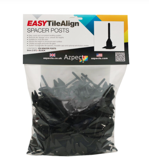 AZPECTS EASY TILE ALIGN SPACER POSTS 3MM BLACK   150PK