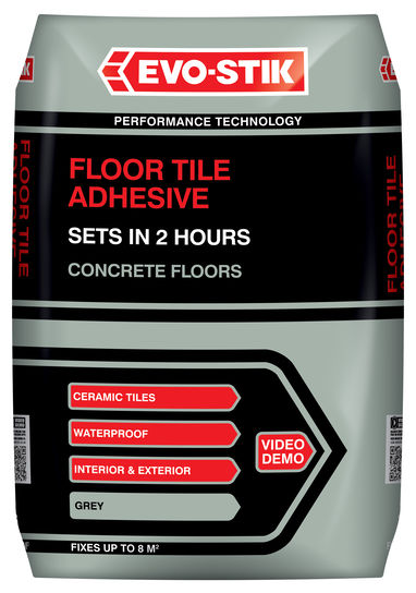 EVOSTIK 20KG FLOOR TILE ADHESIVE FAST SET FOR CONCRETE FLOORS (GREY)
