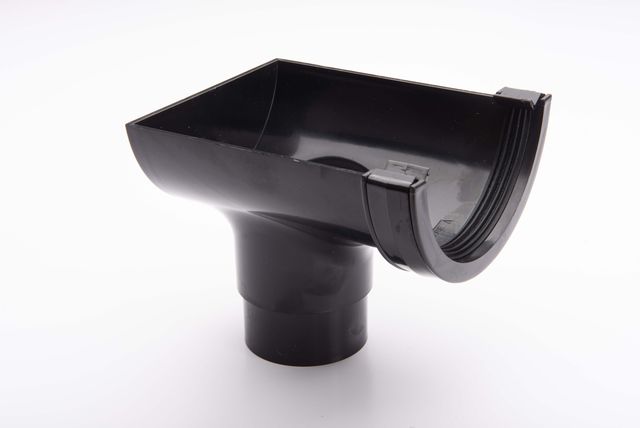 BR456B BLACK 112MM HALF ROUND STOP END OUTLET