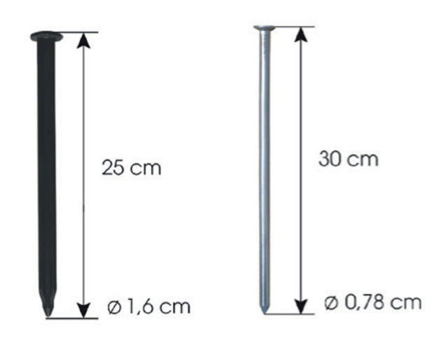 PLASTIC ANCHORING STAKE 16MM X 250MM NEED  3PER STRAIGHT & 5 CURVE  (500/bag)