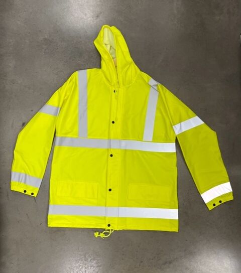 WATERPROOF BREATHABLE  YELLOW HI VIS JACKET Size: XXXL