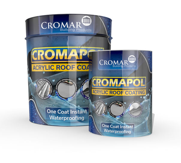BLACK 5KG CROMAPOL  ACRYLIC ROOF COATING CAN USE IN DAMP 1 COAT ONLY 1-2KG/M2