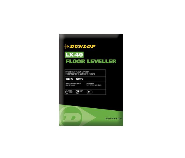 DUNLOP LX40 FLOOR LEVELLER 20KG 2-12MM COVER 4M2@3MM 4HR FOOT TRAFFIC