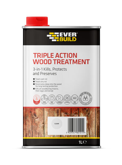 1L CLEAR WOODWORM & DRY ROT KILLER TRIPLE ACTION