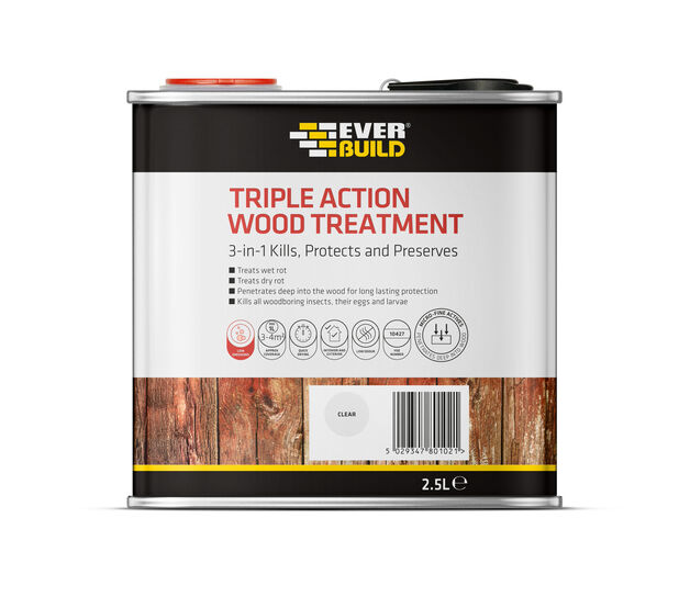 2.5L CLEAR WOODWORM & DRY ROT KILLER TRIPLE ACTION