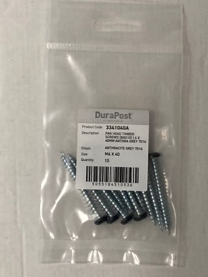 DURAPOST PAN HEAD TIMBER SCREW (BAG 10) 4X40MM RUSPERT SILVER