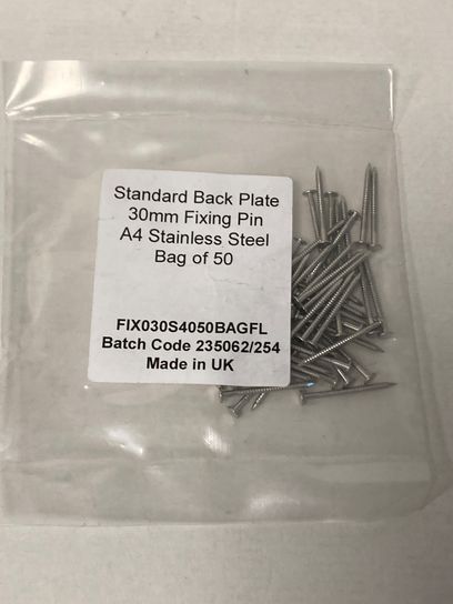 EPDM FIXING PINS SS Bag of 50 BLACK 30MM