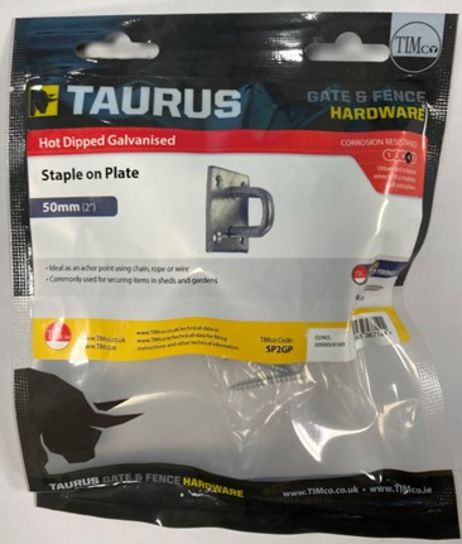 GALVANISED STAPLE ON PLATE 50 X 50MM