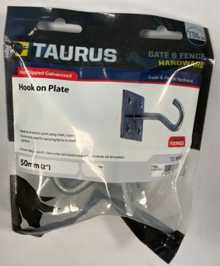 GALVANISED HOOK ON PLATE 50 X 50MM