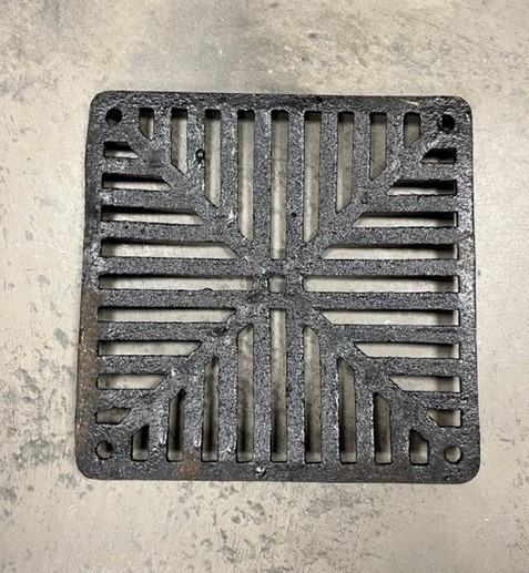 300MM SQUARE CAST IRON DISHED GRATE