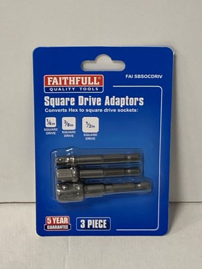 1/4 HEX SQUARE DRIVE ADAPTOR 3PC SET FAISBSOCDRIV