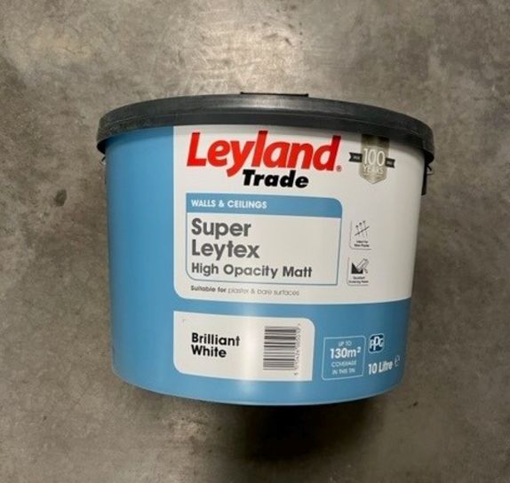 10L LEYLAND TRADE SUPER LEYTEX HIGH OPACITY MATT (BRILLIANT WHITE)