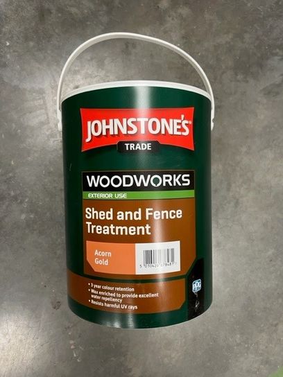 5L JOHNSTONES WOODWORKS SHED & FENCE TREATMENT (ACORN GOLD)