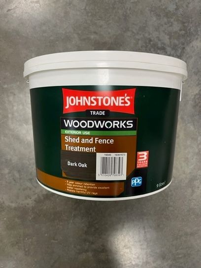9L JOHNSTONES WOODWORKS SHED & FENCE TREATMENT (DARK OAK)