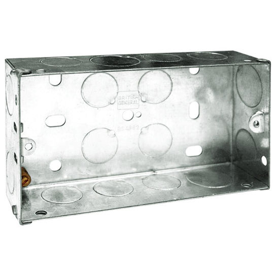 METAL BOX 2 GANG 35MM GALVANISED PRESSED STEEL (HGS05-01)