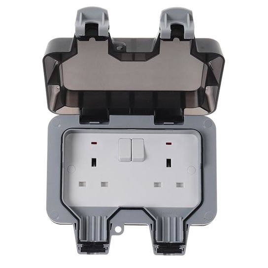 13A 2 GANG DOUBLE POLE SWITCHED SOCKET WEATHERPROOF (WP22-01)