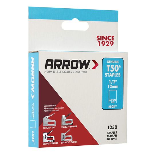 T50 ARROW 12MM STAPLES (1250/BOX)