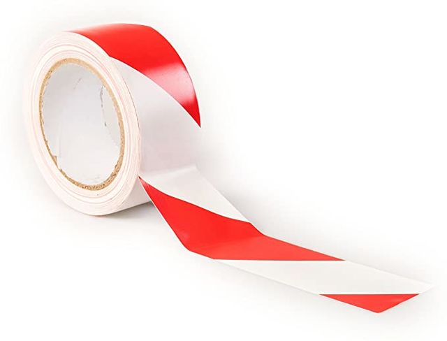 100M RED AND WHITE HAZARD TAPE