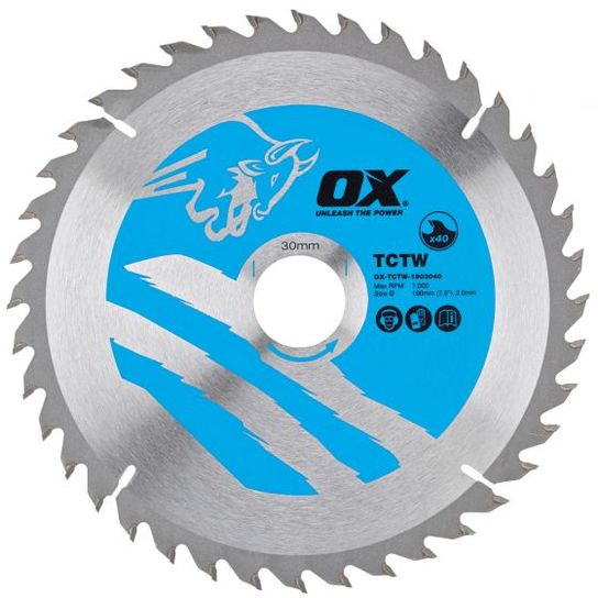 OX WOOD CUTTING CIRCULAR SAW BLADE 190/30MM 40 TEETH ATB