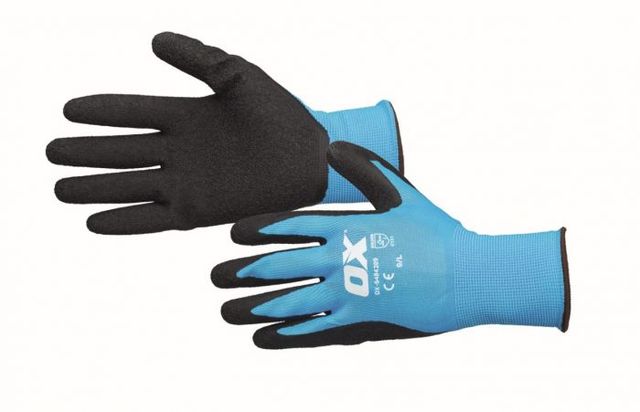 OX S484209 BLUE LATEX FLEX GLOVES 9L