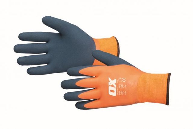 OX S483909 ORANGE FOAM LATEX THERMAL WATERPROOF GLOVES 9L