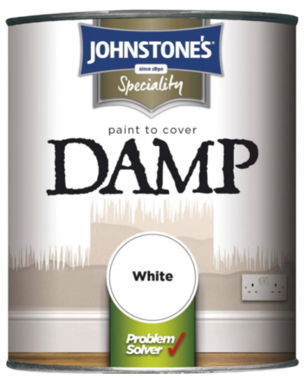 2.5L  JOHNSTONES SPECIALITY PAINT TO COVER DAMP (WHITE)