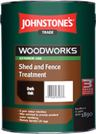 5L JOHNSTONES WOODWORKS SHED & FENCE TREATMENT (DARK OAK)