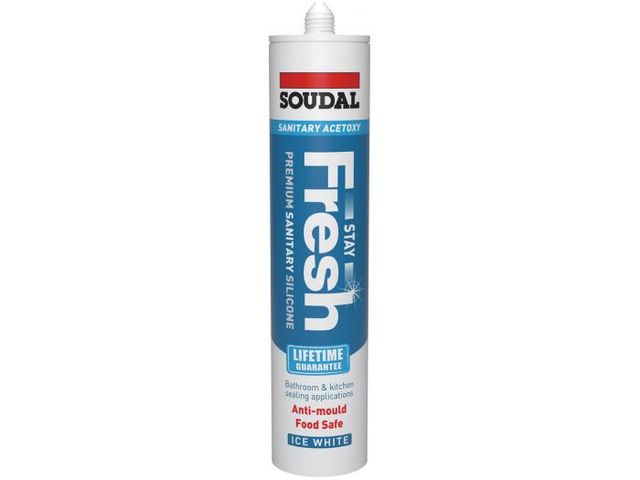 290ML SOUDAL STAY FRESH ACETOXY ANTI-MOULD SILICONE (ICE WHITE)