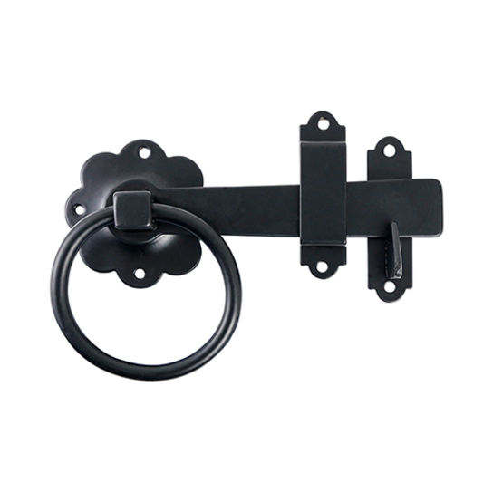 RGL6BP 6" BLACK RING GATE LATCH PLAIN