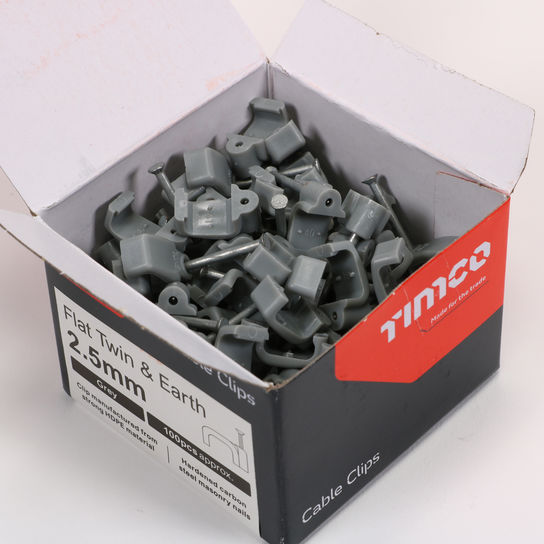 Flat Twin&Earth Cable Clip GRY (TO FIT 2.5MM) (100 PCS)