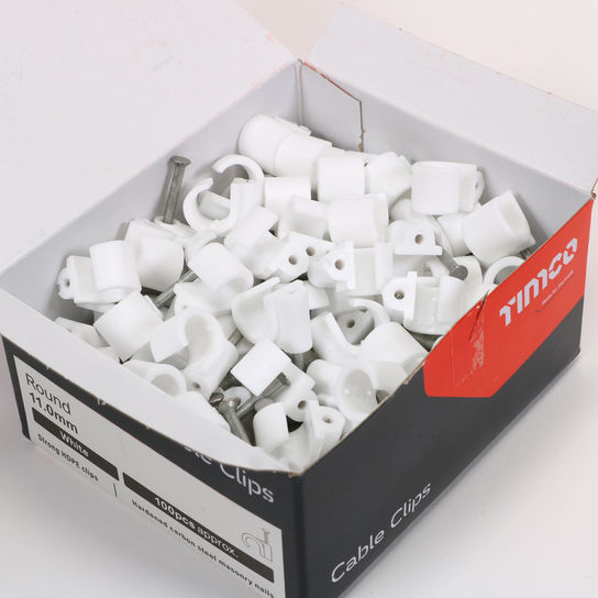 Round Cable Clip White (TO FIT 11MM) (100 PCS)