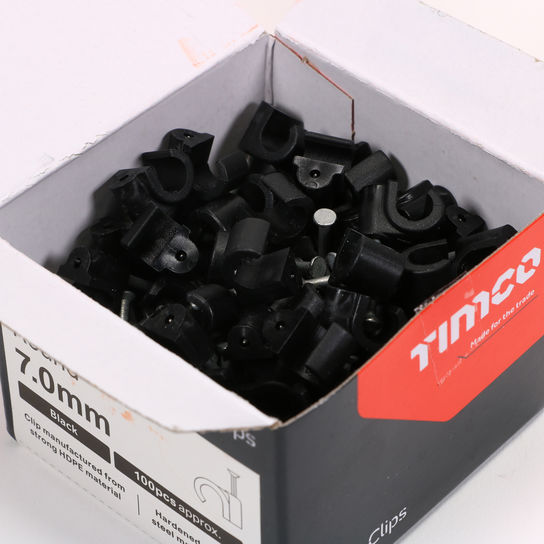 Round Cable Clip Black (TO FIT 7MM) (100 PCS)