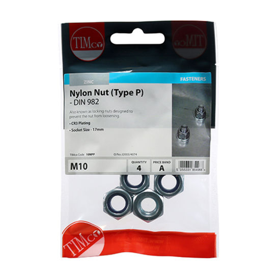M10 P Nylon Nut DIN 982 - BZP (4)