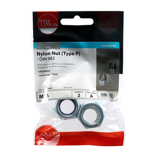 M16 P Nylon Nut DIN 982 - BZP (2)