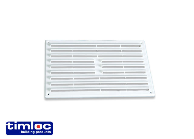 9" X 6" WHITE PLASTIC LOUVRE VENT C/W FLY MESH 1211WF