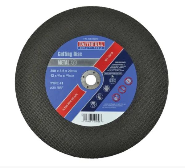 FAITHFULL 300MM METAL CUTTING DISC FLAT CENTRE