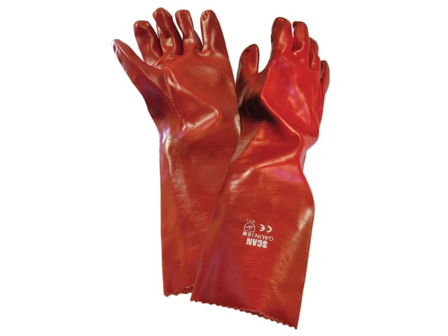 RED 18"  PVC GAUNTLET GLOVES