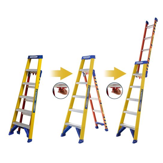 WERNER LEANSAFE X3 F/GLASS 6 TREAD LADDER MAX LOAD 150KG