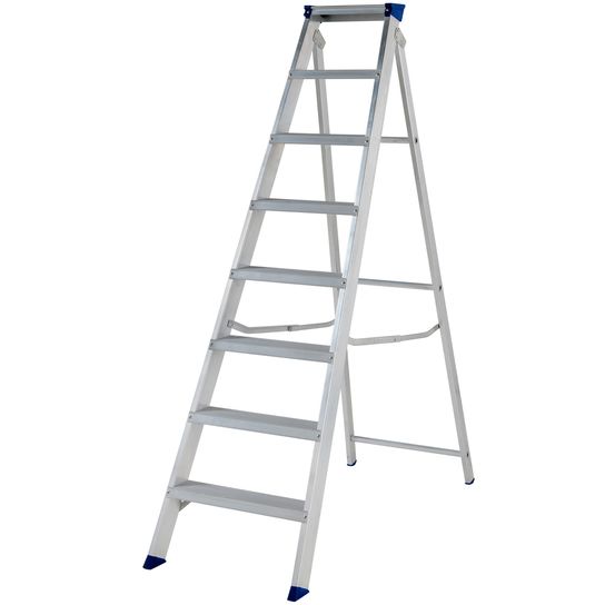 WERNER MASTERTRADE SWINGBACK STEPLADDER 8 TREAD ALUMINIUM MAX LOAD 150KG