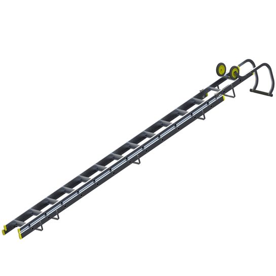 4.2M EXTENDING ROOF LADDER WHEELS & HOOK CLOSED 4.33M O/ALL LENGTH 7.13M