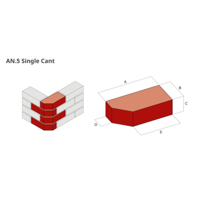 65MM AN5.2 SMOOTH RED SINGLE CANT BRICK 60MM UPSTAND