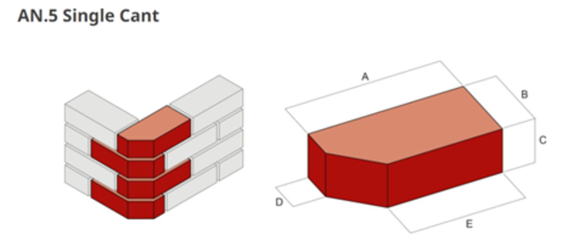 65MM AN5.2 SMOOTH RED SINGLE CANT  BRICK 60MM UPSTAND