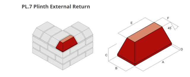 65MM PL7.2 SMOOTH RED PLINTH EXTERNAL RETURN BRICK 23MM (LEFT HAND)